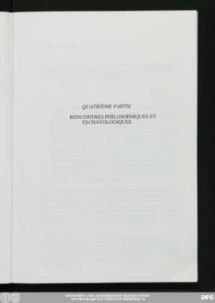 Quatrième Partie Rencontres Philosophiques Et Eschatologiques