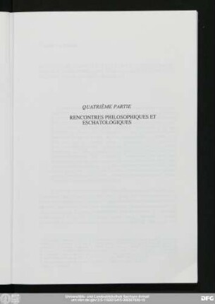 Quatrième Partie Rencontres Philosophiques Et Eschatologiques