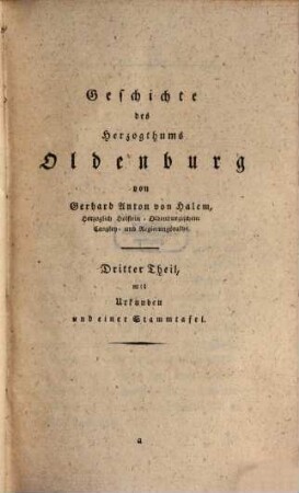 Geschichte des Herzogthums Oldenburg, Dritter Band