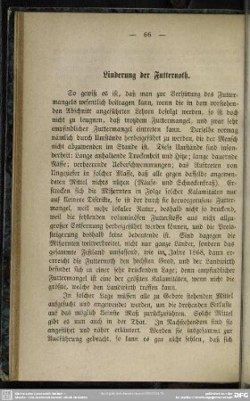Linderung der Futternoth