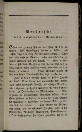 Vorbericht des Herausgebers dieser Übersetzung