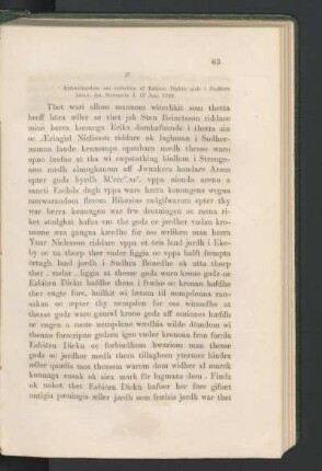 27. [Räfstetingsdom om reduction från Esbjörn Djekn af några gamla kronogods i Jönåkers härad, dat. Strängnäs d. 12 Juni 1399.]