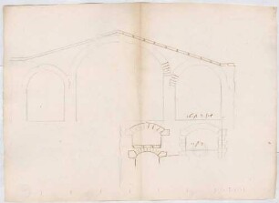 Schematischer Aufriss zur Konstruktion der Grotte (Folio Doppelblatt)