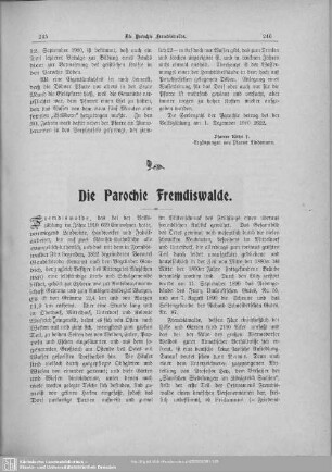 Die Parochie Fremdiswalde
