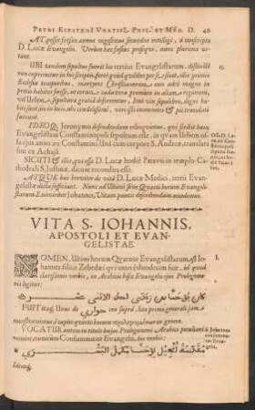 Vita S. Johannis, Apostoli Et Evangelistae.