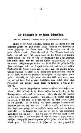Die Philosophie in der höhern Bürgerschule