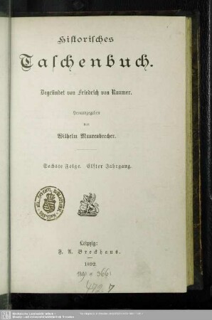 6.F.11.1891: Historisches Taschenbuch