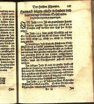 Hiernach folgen etliche besondere und denckwirdige Geschichte / So sich in diesen Fürstenthumben zugetragen.