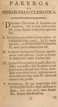 Parerga ex hierarchia ecclesiastica.