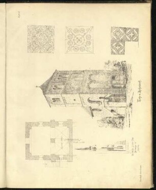 Kirche zu Reichardsroth, gothische Backsteinpflasterung und Säulchen zu Dettwangen