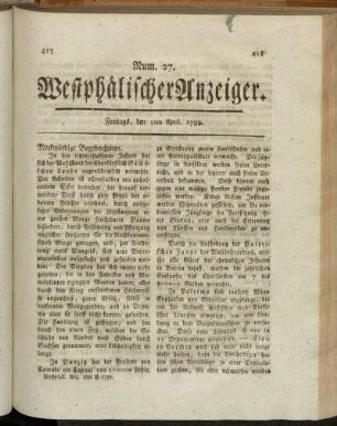 Num. 27. Freitags, den 5ten April. 1799