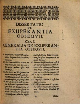 Dissertatio De Exuperantia Obseqvii