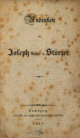 Andenken an Joseph Ritter von Stürzer