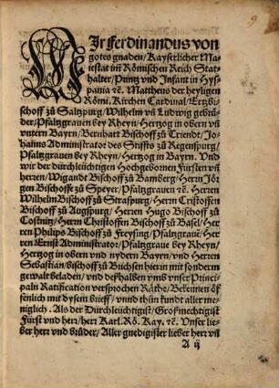 Eyn Edict auszga[n]gen zu Regenspurg, durch die Herrschafft allda versamlet, im[m] Jar M.D.XXIIII. des Monats Junij