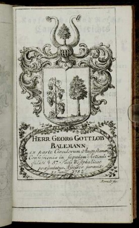 Herr Georg Gottlob Balemann[...]