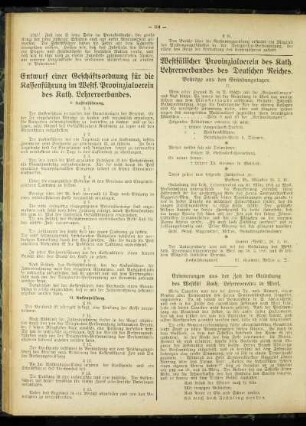 Westfälischer Provinzialverein des Kath. Lehrerverbandes des Deutschen Reiches : Beiträge aus den Gründungstagen ; Erinnerungen aus der Zeit der Gründung des Westfäl. Kath. Lehrervereins in Werl