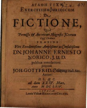 Exercitium Juridicum De Fictione