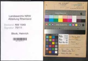 Entnazifizierung Heinrich Block , geb. 16.12.1888 (Industriemeister)