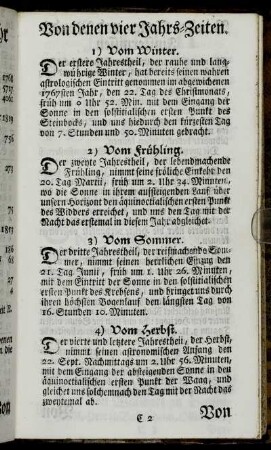 Von denen vier Jahrs-Zeiten. - Von den Sonn- und Monds-Finsternissen.