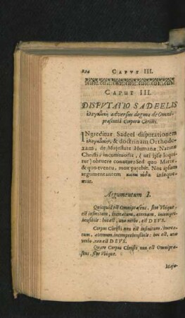 Caput III. Disputatio Sadeelis