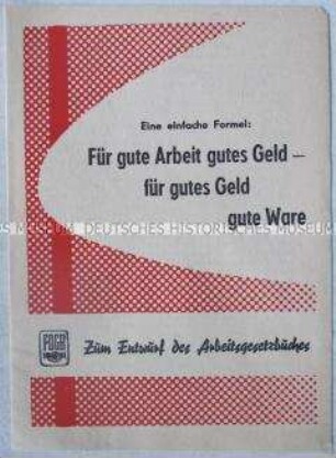 Propagandaschrift des FDGB zur Diskussion um das Arbeitsgesetzbuch der DDR
