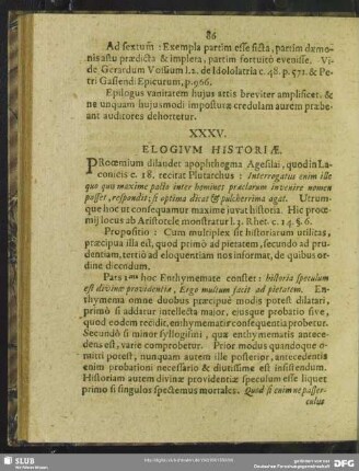XXXV. Elogium Historiae
