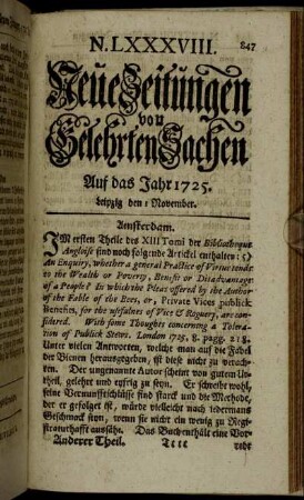 N. LXXXVIII. Leipzig, den 1 November. - N. XCVI. Leipzig, den 29 November.