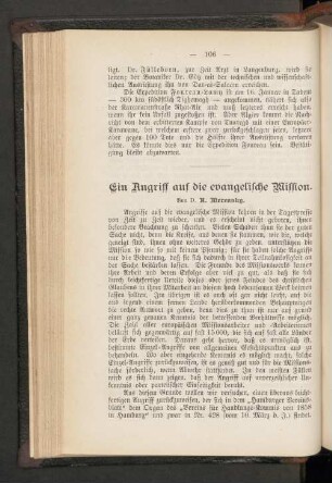 Ein Angriff auf die evangelische Mission