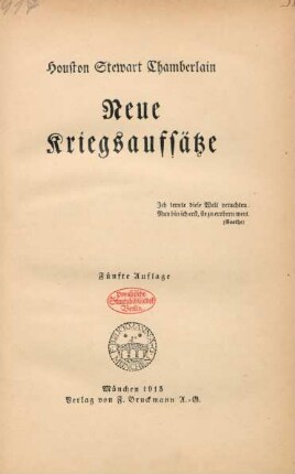 Neue Kriegsaufsätze