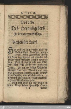 Vorrede Des Herausgebers Zu der letzteren Auflage