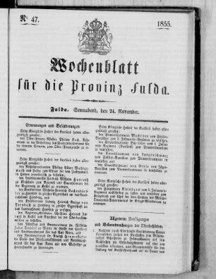 Nr. 47, Ausgabe vom 24. November 1855