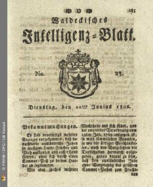 No. 23. Dienstag, den 10ten Junius 1806
