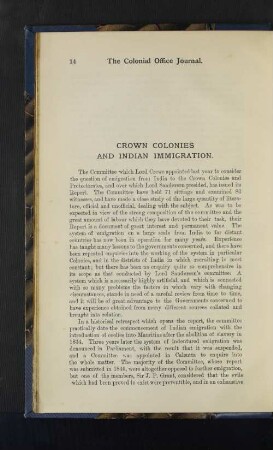 Crown Colonies and Indian Immigration