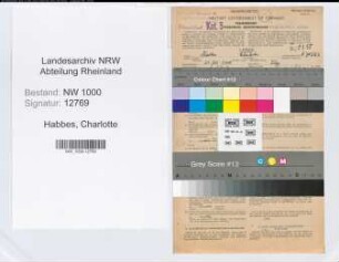 Entnazifizierung Charlotte Habbes, geb. 21.07.1905 (Bankangest.)
