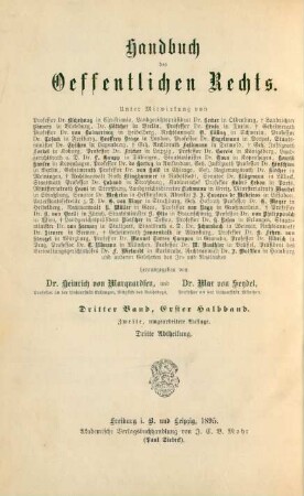 Bd. 3, Halbbd. 1, Abth. 3: Das Staatsrecht des Großherzogthums Baden