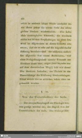 §. 10, Von der Unsterblichkeit der Seele