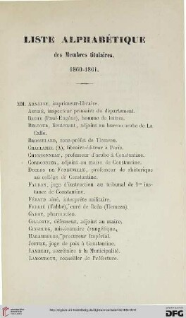 Liste alphabétique