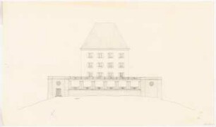 Schloss Fuschl bei Salzburg Umbau: Ansicht Brüstungsmauer mit Kolonnaden