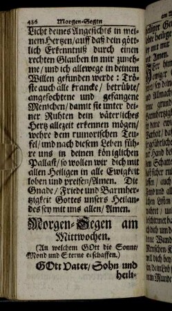 Morgen- und Abend-Segen am Mittwochen