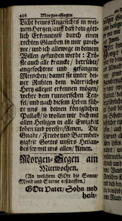 Morgen- und Abend-Segen am Mittwochen