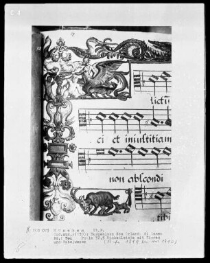 Bußpsalmen des Orlando di Lasso — Initiale L, mit Gottvater und Rosenranke