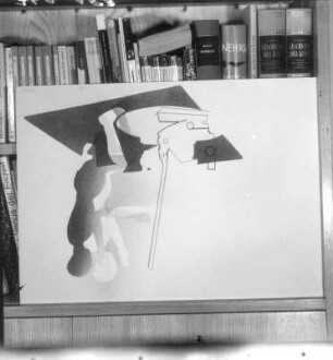 Mann an der Blechschere. Feder, Pinsel, Tusche, Spritztechnik (1932; H. Rose)