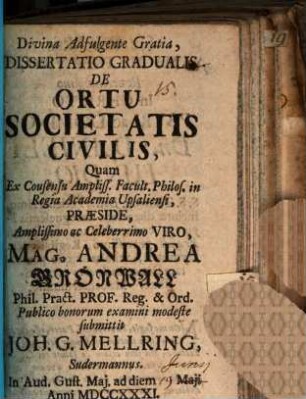 Diss. grad. de ortu societatis civilis