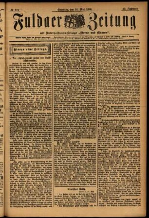 Erste Ausgabe vom Samstag, den 16. Mai 1896.