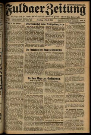 Erste Ausgabe vom Sonntag, den 05. April 1931.