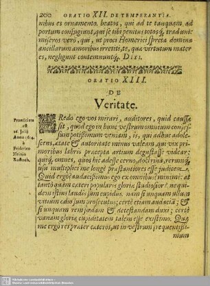 Oratio XIII. De Veritate