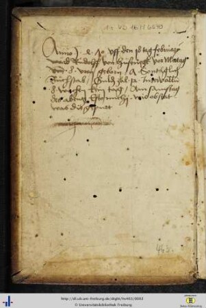 [Vorderer Spiegel] Anno 1470 uff den 18 tag February ward Rudolf von Husenegk vor mittag um 8 uren geborn …