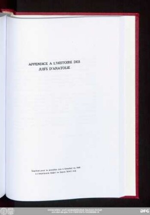 Appendice A L'Histoire Des Juifs D'Anatolie