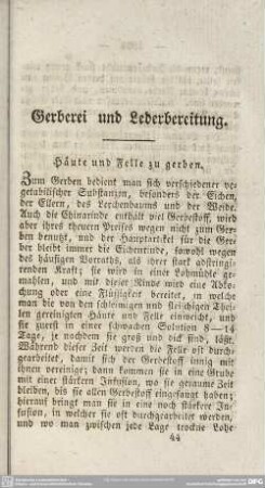 Gerberei und Lederbereitung