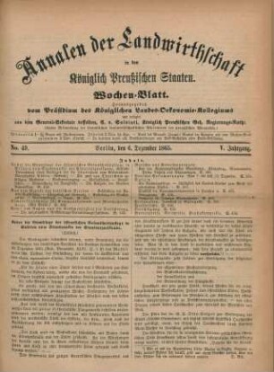 No. 49. Berlin, den 6. Dezember 1865. V. Jahrgang.
